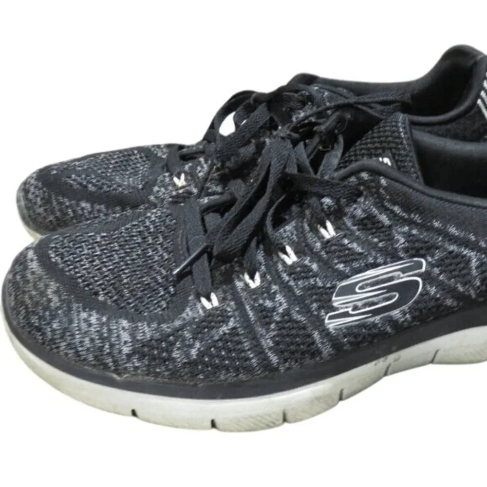 Skechers Synergy Switch Black Knit Running Shoes air cooled memory Foam